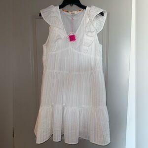 Umgee Tiered white dress linen with ruffled sleeves